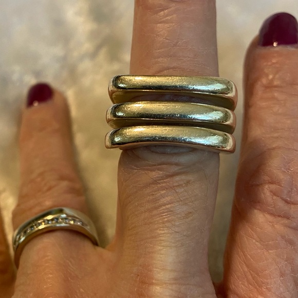 ☘️Silpada Designer Sterling Silver 925 Heavy Wide Triple Band Ring - Picture 1 of 5